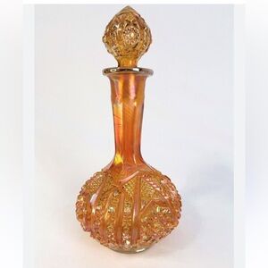 Vintage Marigold Carnival Glass Decanter with original stopper